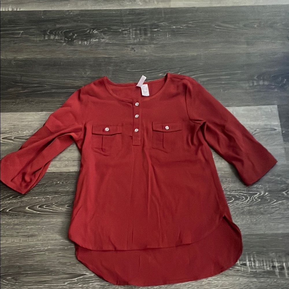 Women's Red Button-Up Top